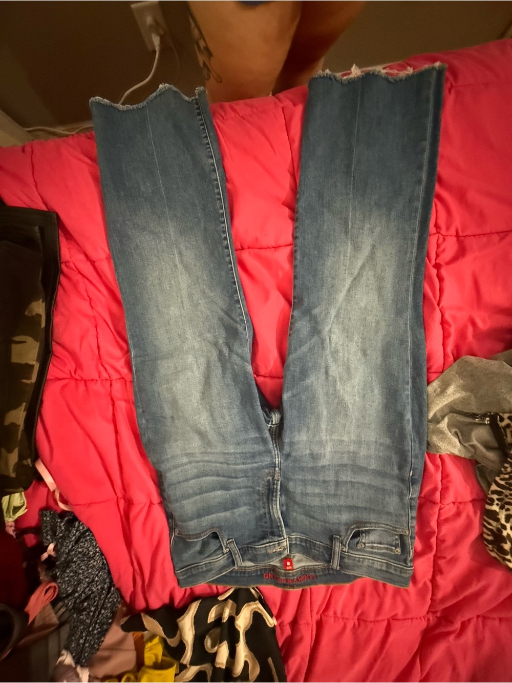 Lucky Brand Blue Flare Jeans with Raw Hem